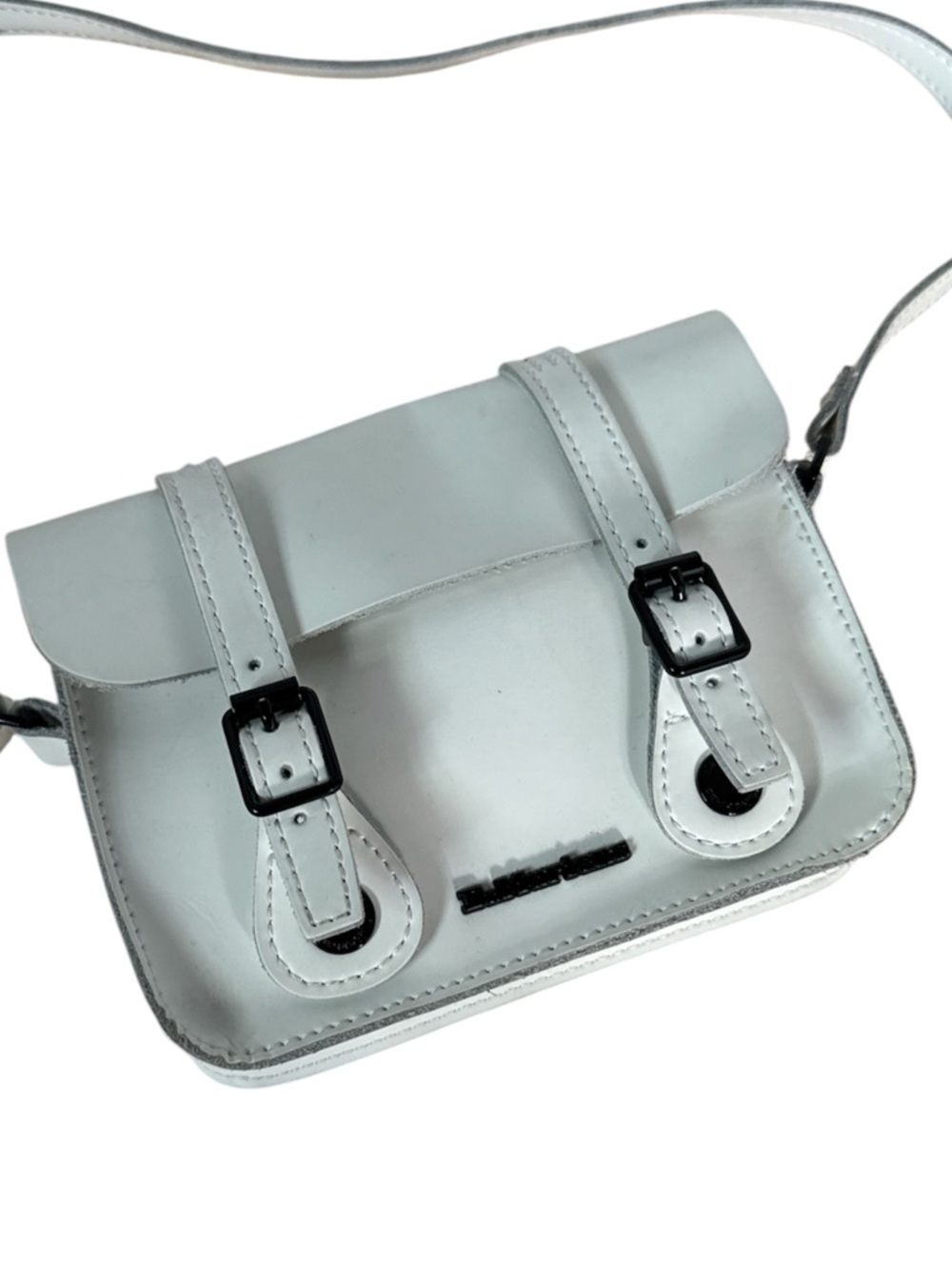 Dr. Martens White Leather Crossbody Satchel with Buckle Straps EUC